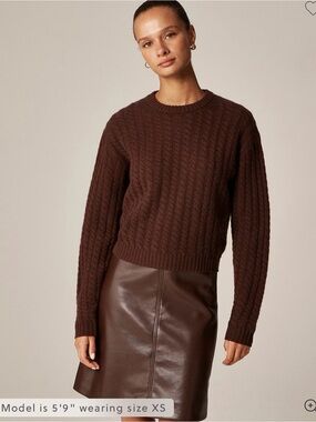 J. Crew Women's Cable-Knit Cashmere Crewneck Sweater - Dark Brown